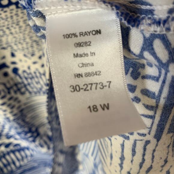 Woman Within Blue and White Tank Top Handkerchief Hem Blouse Size 18W - Picture 10 of 16